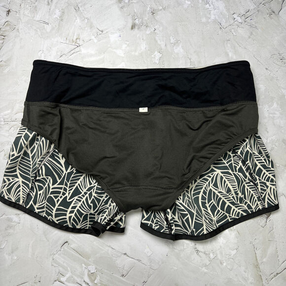 Lululemon Pretty Palm Run Times Shorts 4" SIZE 8 WAIST 33 Black White Liner - Picture 8 of 11